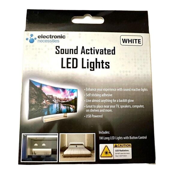 Sound Activated White LED Light Strip Peel Off Adhesive 1 Meter Or Cut To Size - Picture 3 of 5